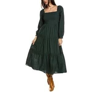 Lost + Wander Forest Jewel Maxi Dress Hunter Green Size Large 100% Cotton